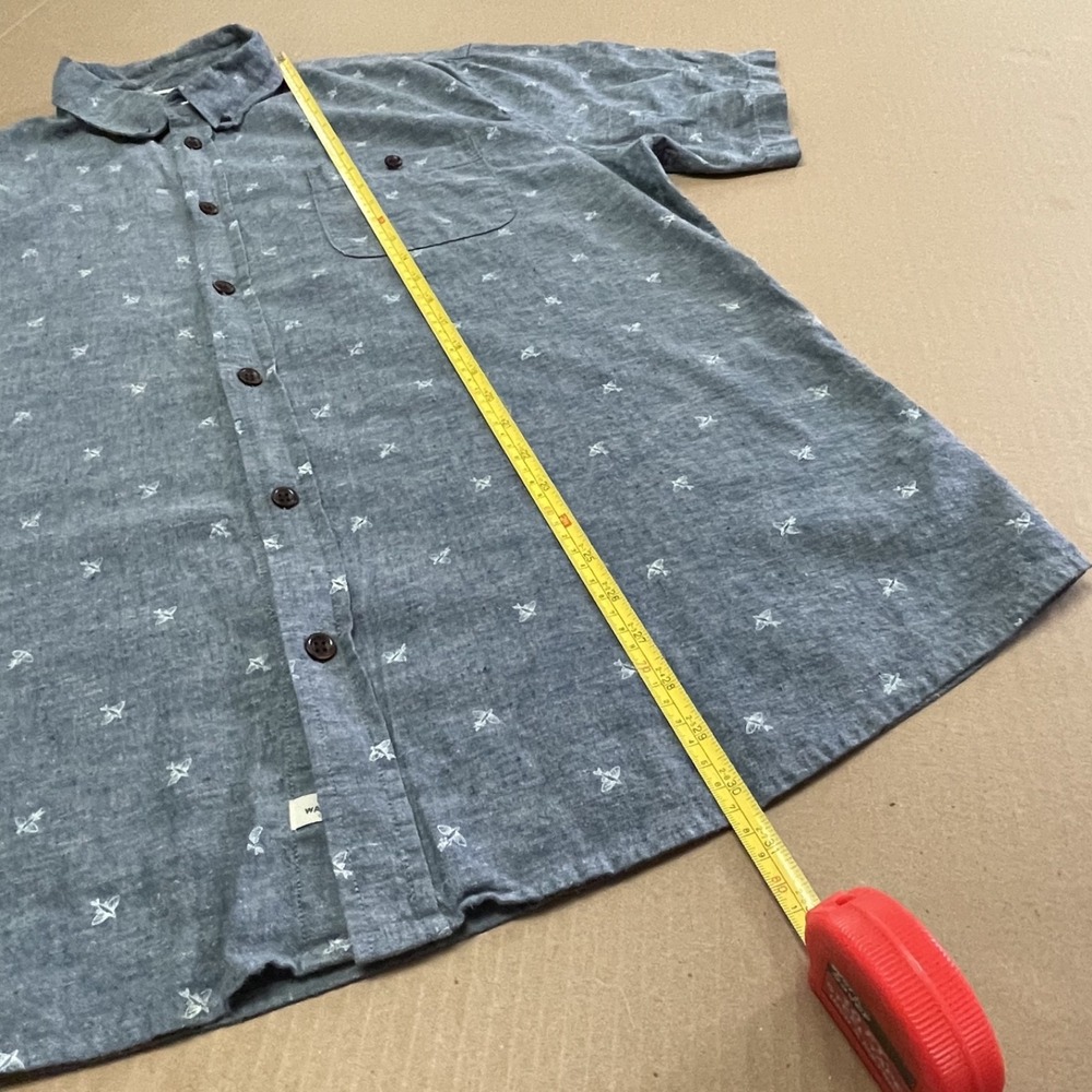 Quicksilver Waterman Men's XL Light Blue Comfort Button Up Short Sleeve Hemp‎ - Picture 8 of 16